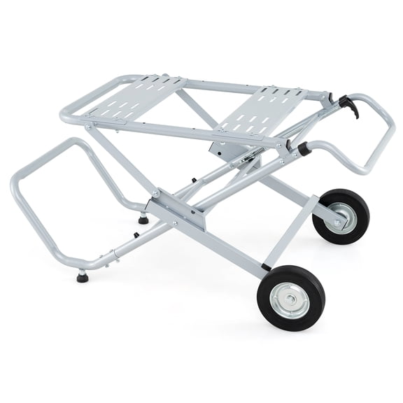 Costway Portable Table Saw Stand with 8-Inch Rubber Wheels, Adjustable Mounting Options Silver