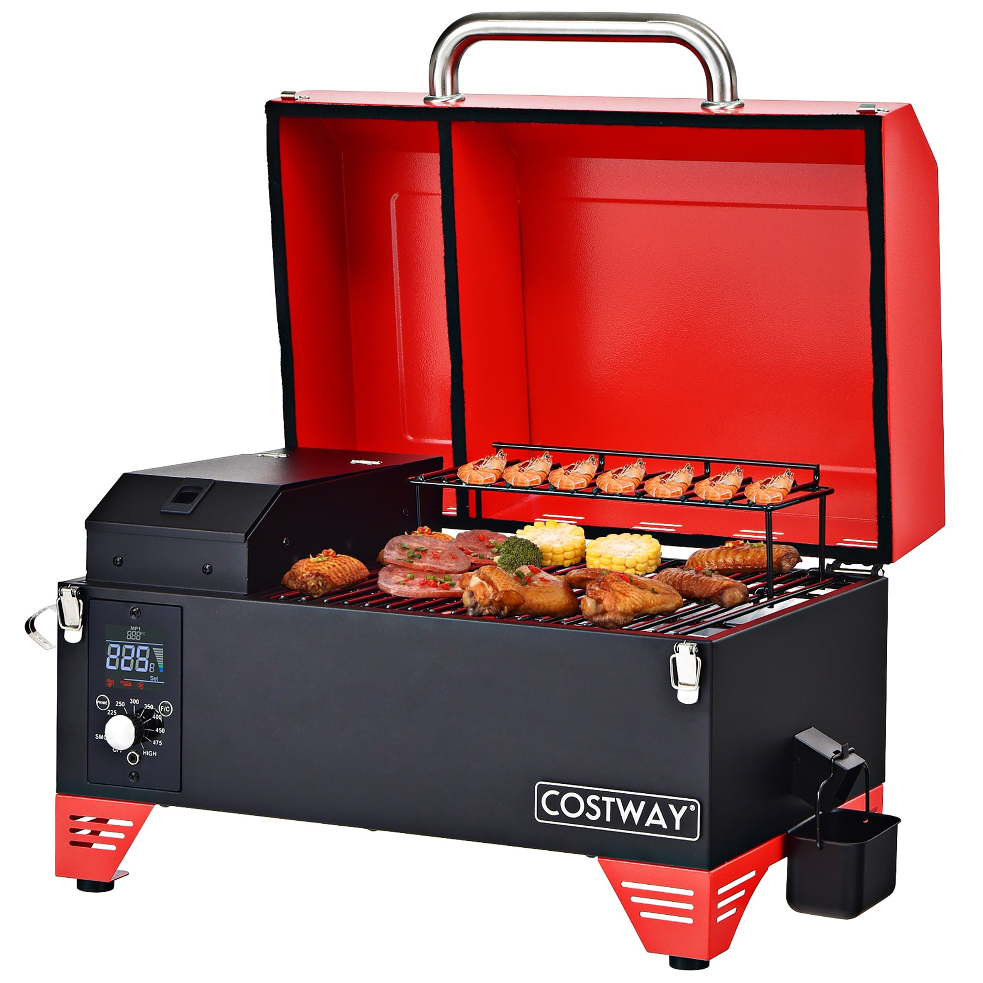 Costway Movable Pellet Grill and Smoker with Temperature Probe - Black – US  Fireplace Store