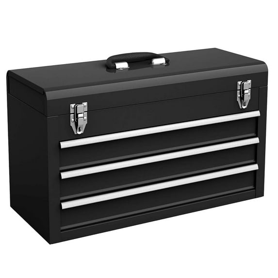 Costway Portable Tool Chest Box Storage Cabinet Garage Mechanic Organizer 3 Drawers Black
