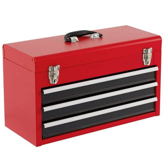 Costway Portable Tool Chest Box Storage Cabinet Garage Mechanic Organizer 3 Drawers Red+Black