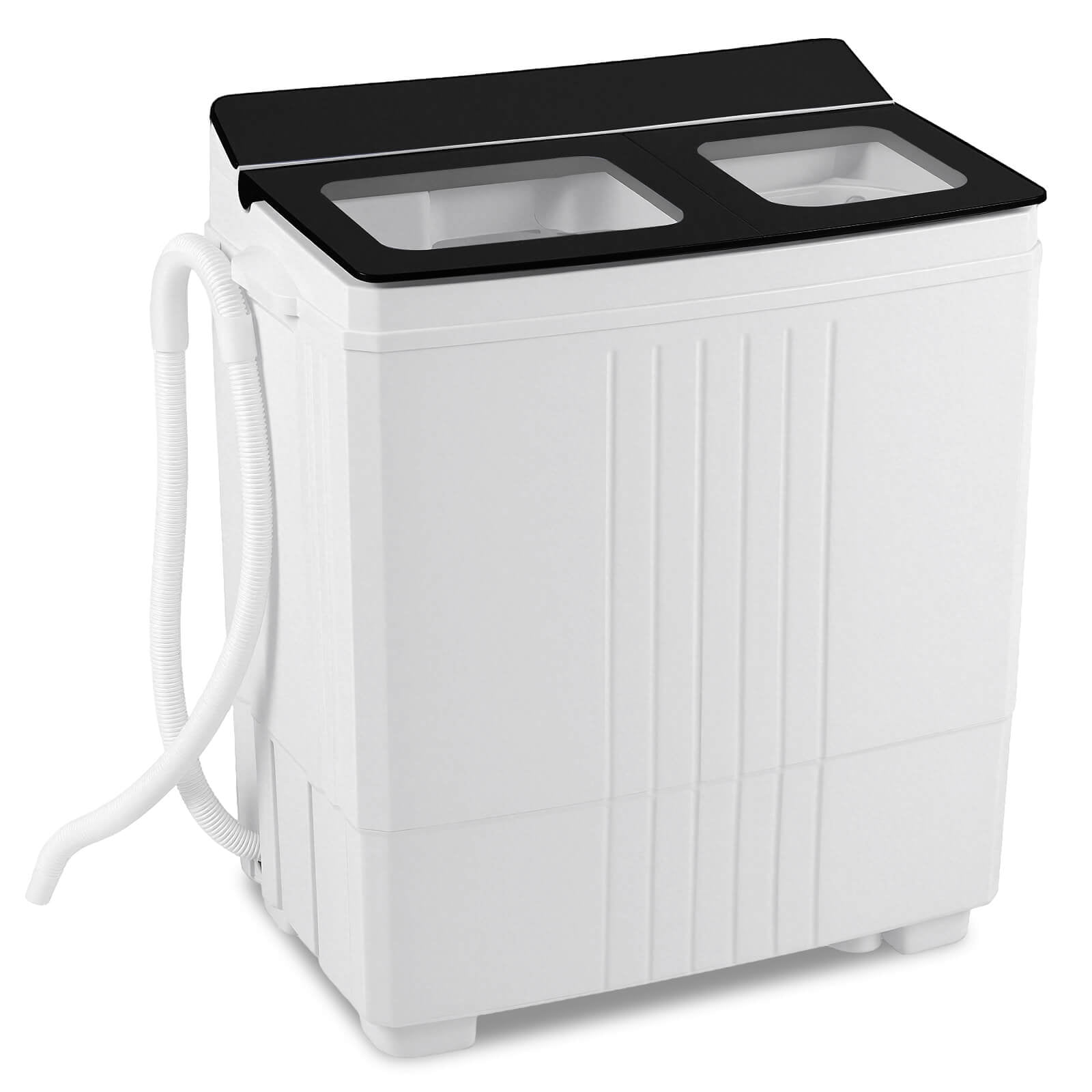 Costway Portable Washing Machine, 20 lbs Compact Laundry Machine with 12 LBS Washer Black & White