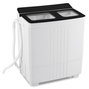 Costway Portable Washing Machine, 20 lbs Compact Laundry Machine with 12 LBS Washer Black & White
