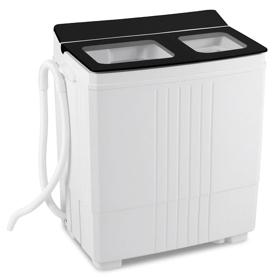 Costway Portable Washing Machine, 20 lbs Compact Laundry Machine with 12 LBS Washer Black & White