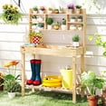thumbnail image 1 of Costway Potting Bench Table Wooden Garden Work Bench Platform with Display Rack Hidden Sink, 1 of 10