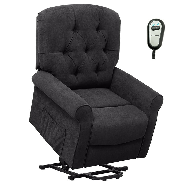 Costway Power Lift Recliner Chair Sofa for Elderly w/ Side Pocket & - Black