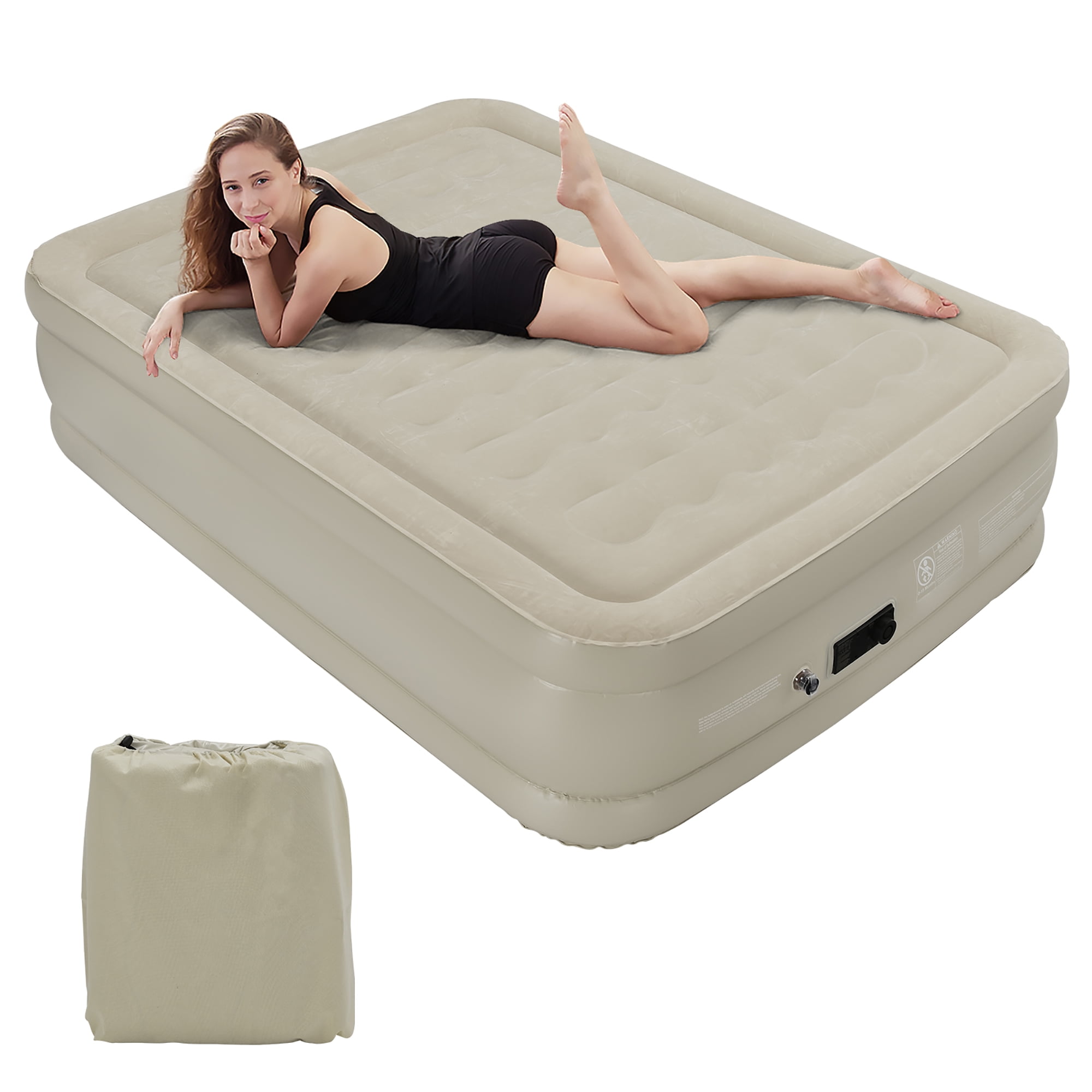 Air Bed Mattress Queen Size 22 with Built-In Electric Pump Raised