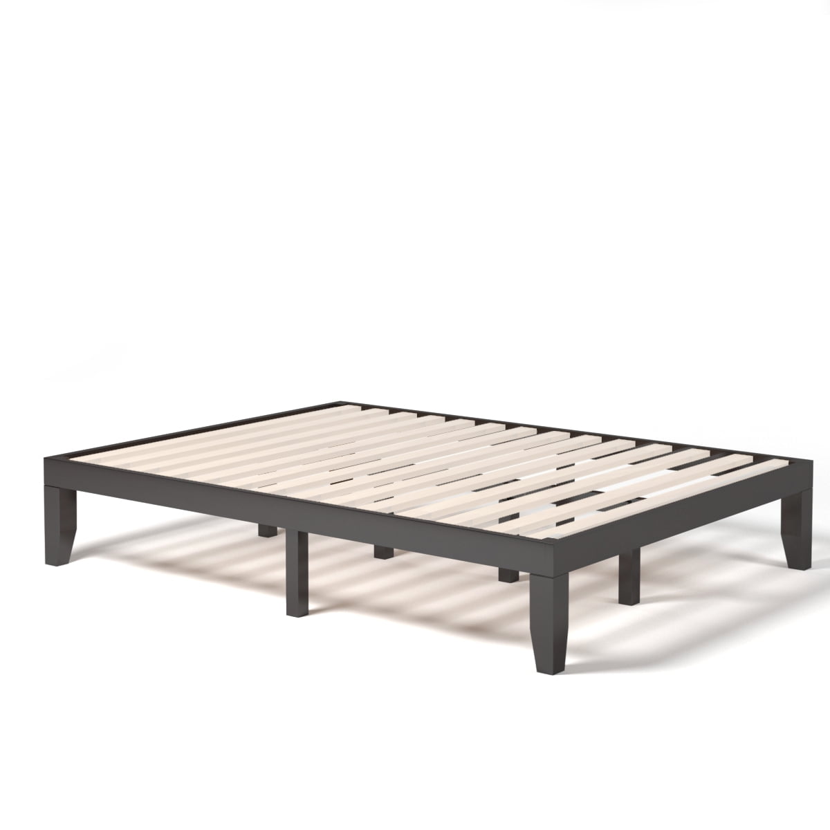Costway Queen Size 14 in Wooden Bed Frame Mattress Platform Wood Slats Support  Espresso