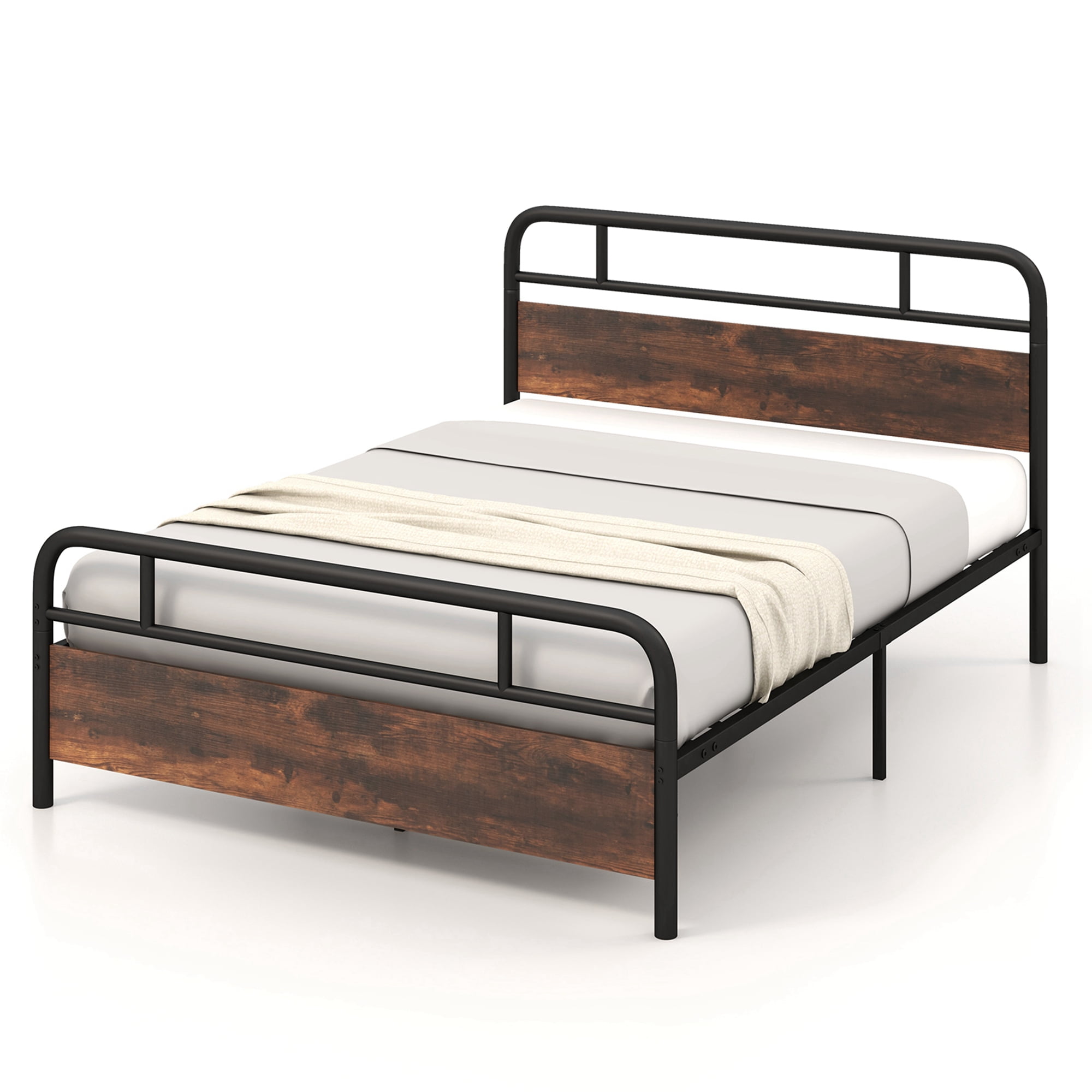 Free Shipping! Costway Queen Size Metal Bed Frame with Industrial