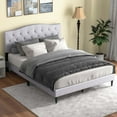 thumbnail image 1 of Costway Queen Size Upholstered Platform Bed Linen Bed Frame with Button Tufted Headboard, 1 of 10