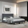thumbnail image 1 of Costway Queen Size Upholstered Platform Bed with Button Tufted Wingback Headboard Grey, 1 of 10