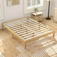 thumbnail image 1 of Costway Queen Size Wooden Platform Bed Frame 14" with Rubber Wood Legs Under-bed Storage Beige, 1 of 9