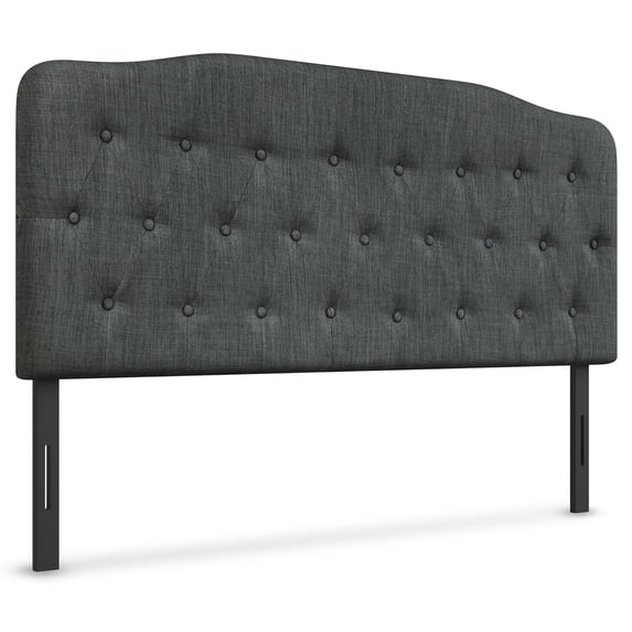 Costway Queen Upholstered Headboard Adjust Button Tufted Faux Linen Dark Grey