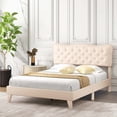 thumbnail image 1 of Costway Queen Upholstered Platform Bed Frame Button-Tufted Headboard Mattress Foundation, 1 of 12