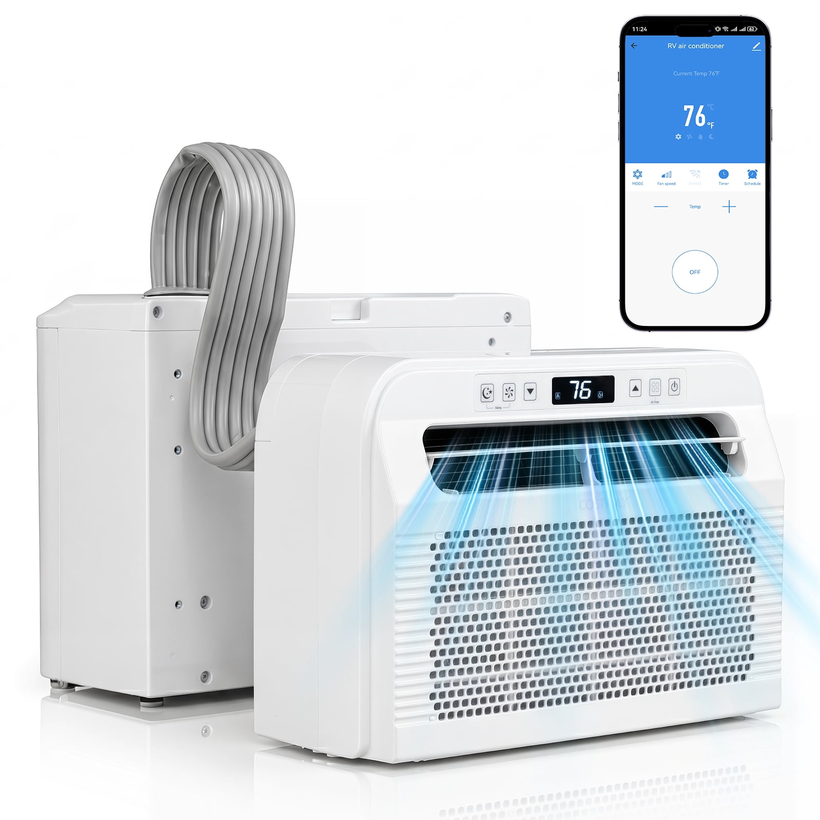 Costway RV Window Air Conditioner, 6500 BTU Window AC Unit with WiFi APP Voice Control