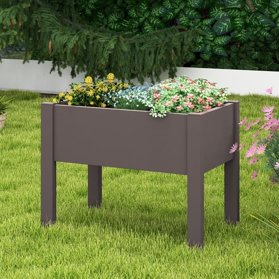 Costway Raised Garden Bed with Water Level Indicator Drainage Hole for Vegetables Outdoor Coffee