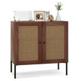 thumbnail image 1 of Costway Rattan Buffet Sideboard  Cabinet Cupboard with Adjustable Shelf Walnut, 1 of 9