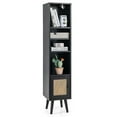 thumbnail image 1 of Costway Rattan Storage Cabinet Freestanding Slim Organizer Wood Display Rack Living Room Black, 1 of 10