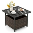 thumbnail image 1 of Costway Rattan Wicker Steel Side Table Outdoor Furniture Deck Garden Patio Pool Brown, 1 of 11