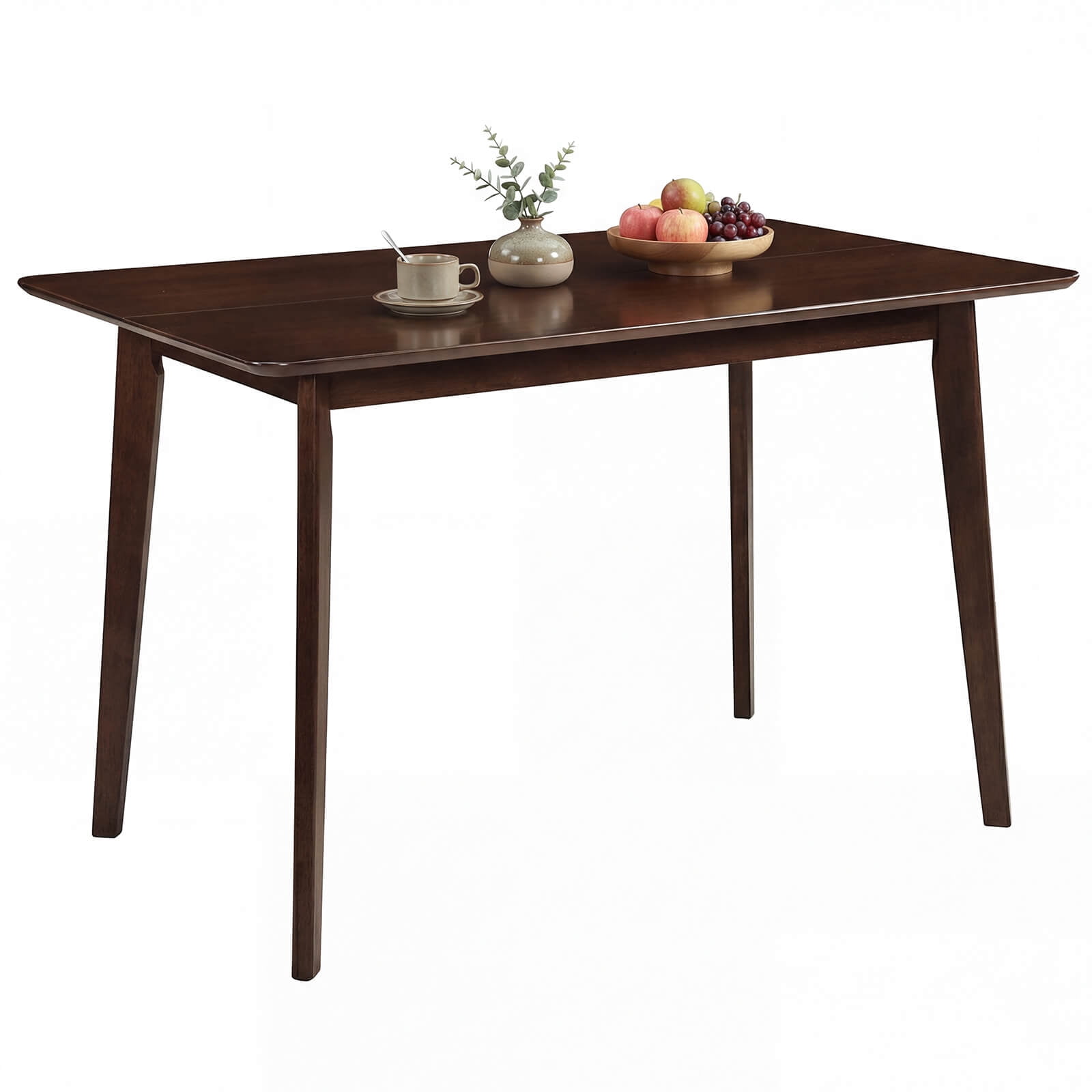 Costway Rectangle Dining Table for 4-6 People, 47” Kitchen Table wirh Rubber Wood Legs Walnut
