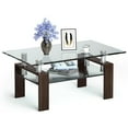 thumbnail image 1 of Costway Rectangle Glass Coffee Table Metal Legs End Table Livingroom Coffee, 1 of 11