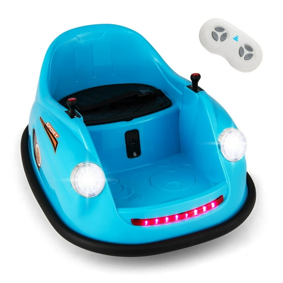 Costway Ride on Bumper Car for Kids with Remote Control 360 Degree Spin LED Light Blue