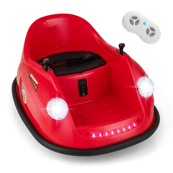 Costway Ride on Bumper Car for Kids with Remote Control 360 Degree Spin LED Light Red