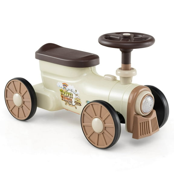 Costway Ride on Push Car with Storage Compartment & Train Whistle Sound Button
