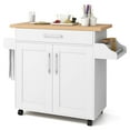 thumbnail image 1 of Costway Rolling Kitchen Island Cart Storage Cabinet w/ Towel & Spice Rack White, 1 of 10