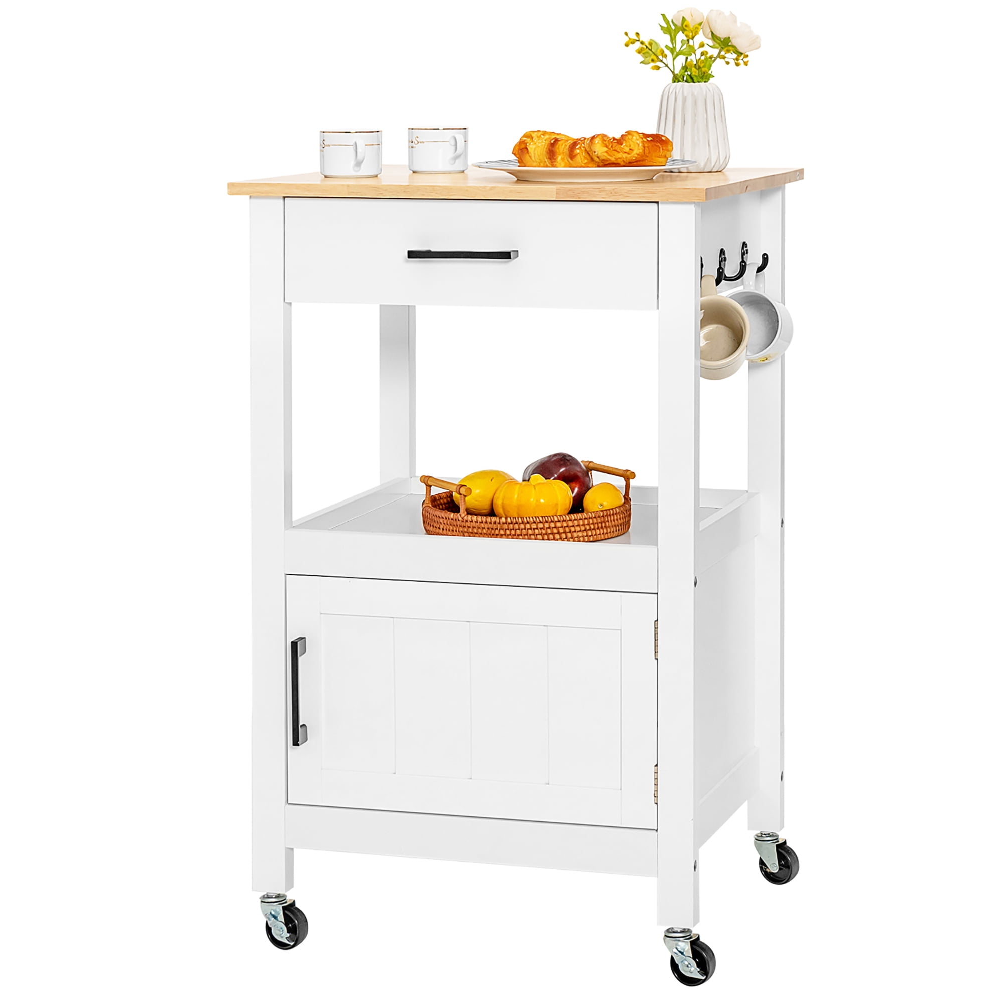 Costway Rolling Kitchen Island Cart on Wheels Bar Serving Trolley w