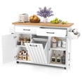 thumbnail image 1 of Costway Rolling Kitchen Island Kitchen Cart with Tilt-out Trash Cabinet Island Table White, 1 of 11