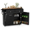 thumbnail image 1 of Costway Rolling Kitchen Island Kitchen Island Cart with Drop Leaf Trash Can Cabinet Black, 1 of 10