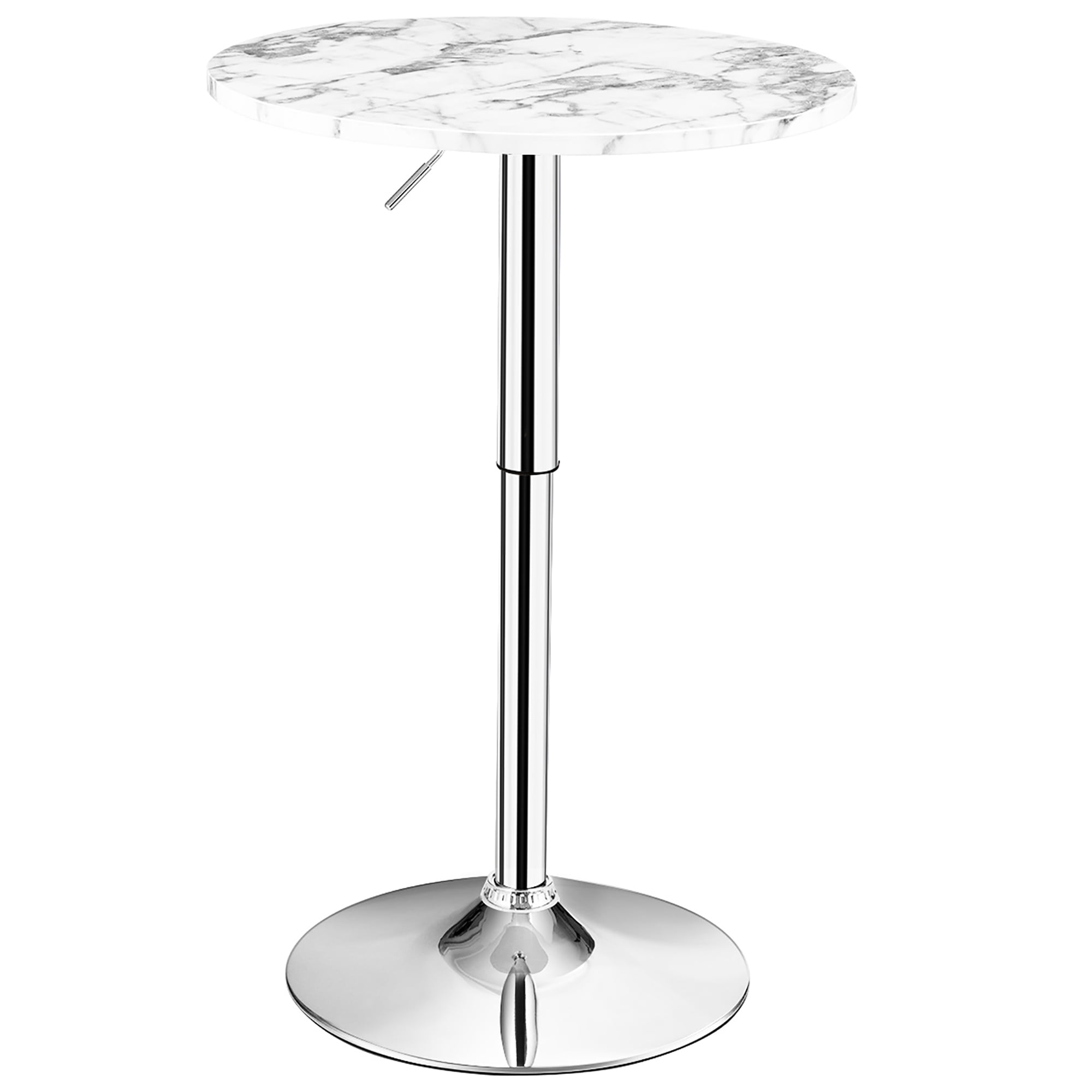 White Faux Marble Round Adjustable Counter Height Table