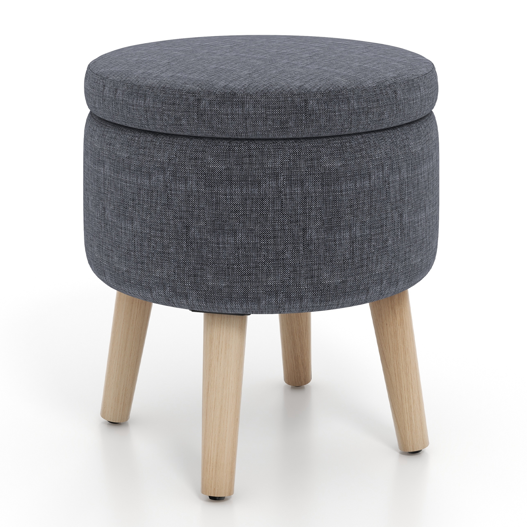 Costway Round Storage Ottoman Accent Storage Footstool with Tray for Living Room Bedroom Grey - image 1 of 10