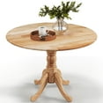 thumbnail image 1 of Costway Rustic Dining Table Wooden Dining Table with Round Tabletop & Curved Trestle Legs Natural, 1 of 10