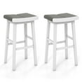 thumbnail image 1 of Costway Saddle Bar Stools, Backless Kitchen Island Pub Chairs, Gray (Set of 2), 1 of 9