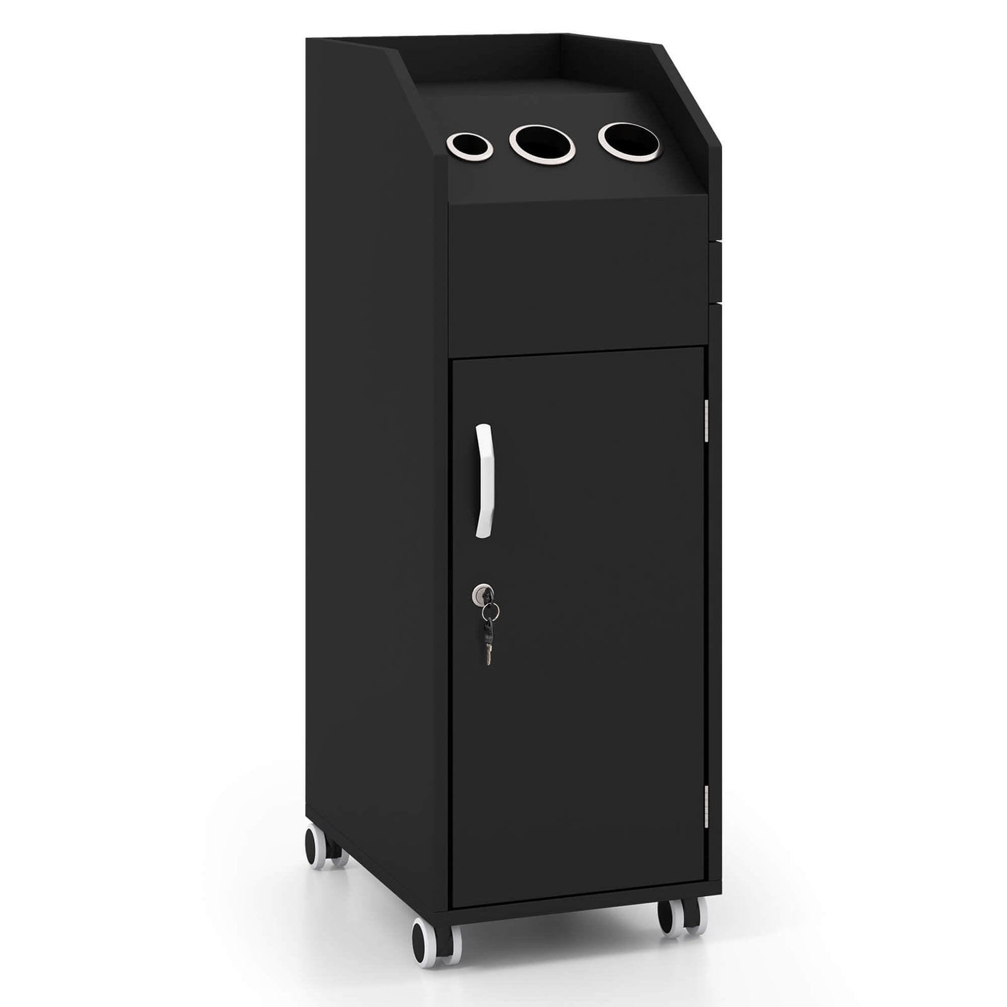 Costway Salon Trolley Cart Rolling Spa Beauty Storage Cart with 3 Drawers Side Tray