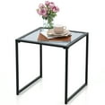 thumbnail image 1 of Costway Patio Side Table Outdoor 17'' Tempered Glass End Coffee Table for Porch Garden, 1 of 10