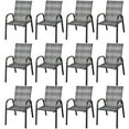 thumbnail image 1 of Costway Set of 12 Patio Rattan Dining Chairs Stackable Armrest Garden Mix Gray, 1 of 7
