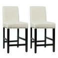 thumbnail image 1 of Costway Set of 2 25'' Kitchen Breakfast Chairs Nailhead Bar Stools Beige, 1 of 11