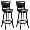 Costway Counter High Back Black Barstool Set of 2, 29'' Swivel Bar