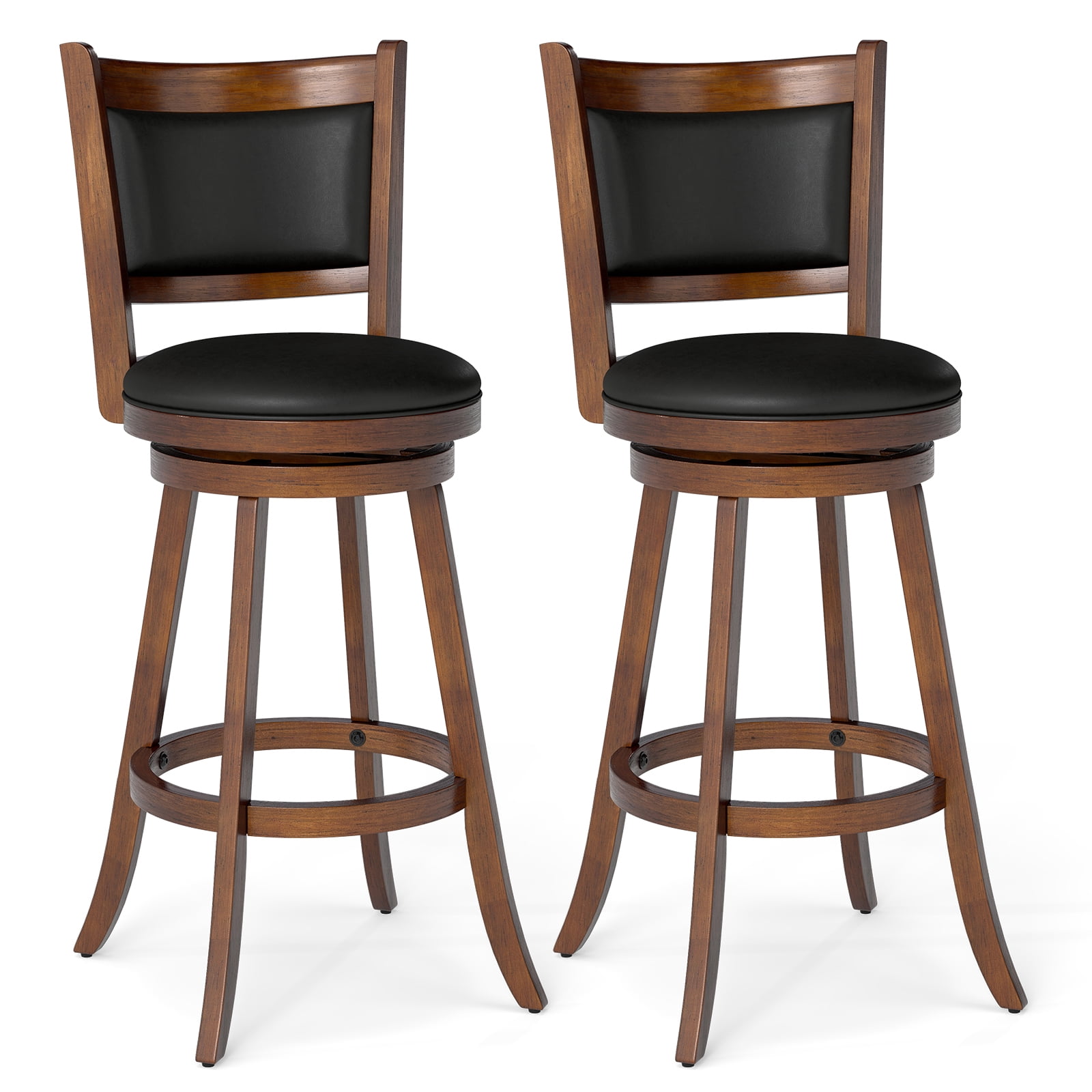 椅子 Caraway Costway 2-Piece 29'' Kitchen Counter Barstool Set, Swivel Wood