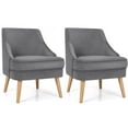 thumbnail image 1 of Costway Set of 2 Accent Chairs Velvet Single Sofa Chair w/Rubber Wood Legs Grey, 1 of 12
