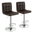 thumbnail image 1 of Costway Set of 2 Adjustable Bar Stools PU Leather Swivel Kitchen Counter Pub Chair Brown, 1 of 10