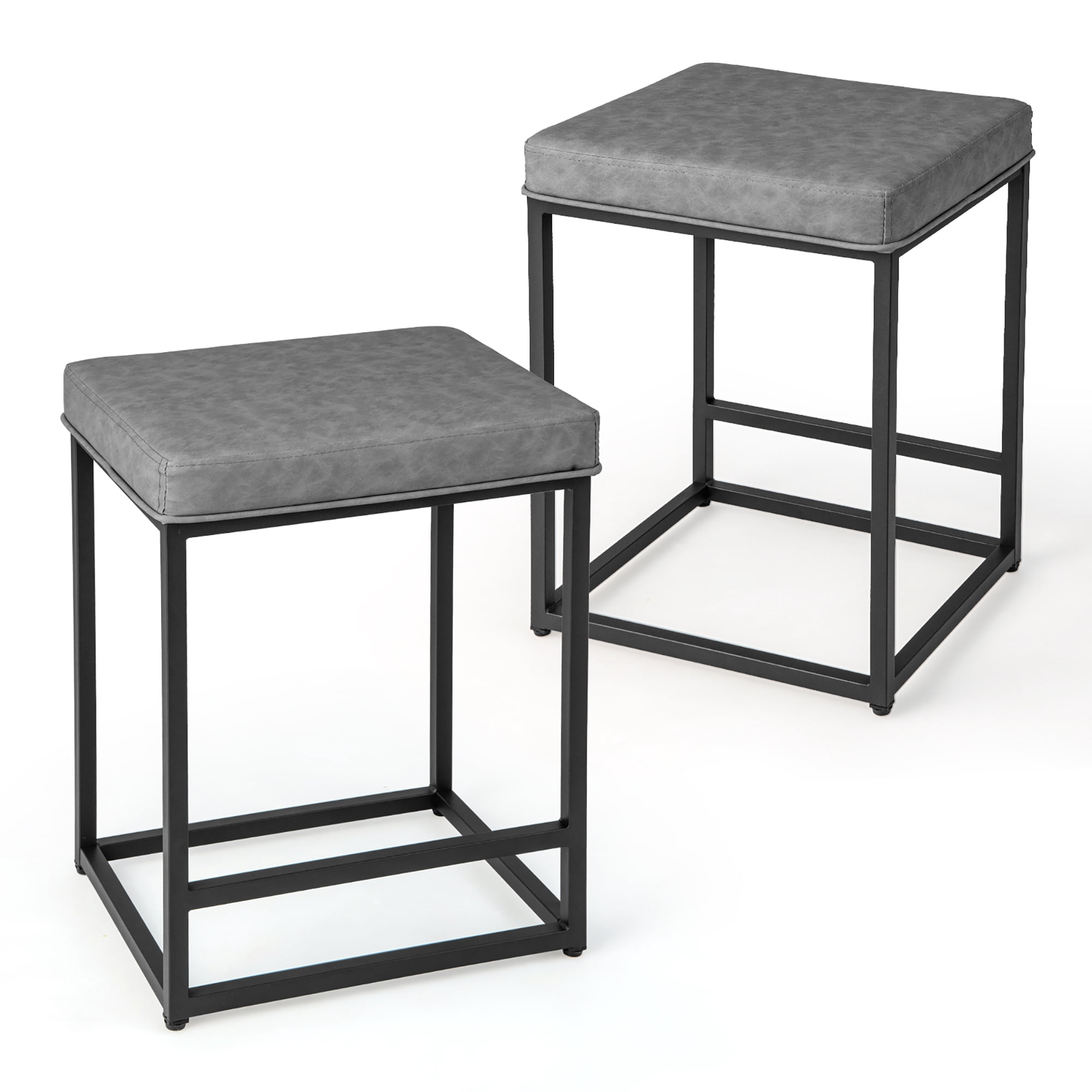 Costway Set of 2 Bar Stools 24'' Counter Height Backless Kitchen Island ...