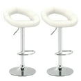 thumbnail image 1 of Costway Set of 2 Bar Stools Adjustable PU Leather Barstools Swivel Pub Chairs White, 1 of 7