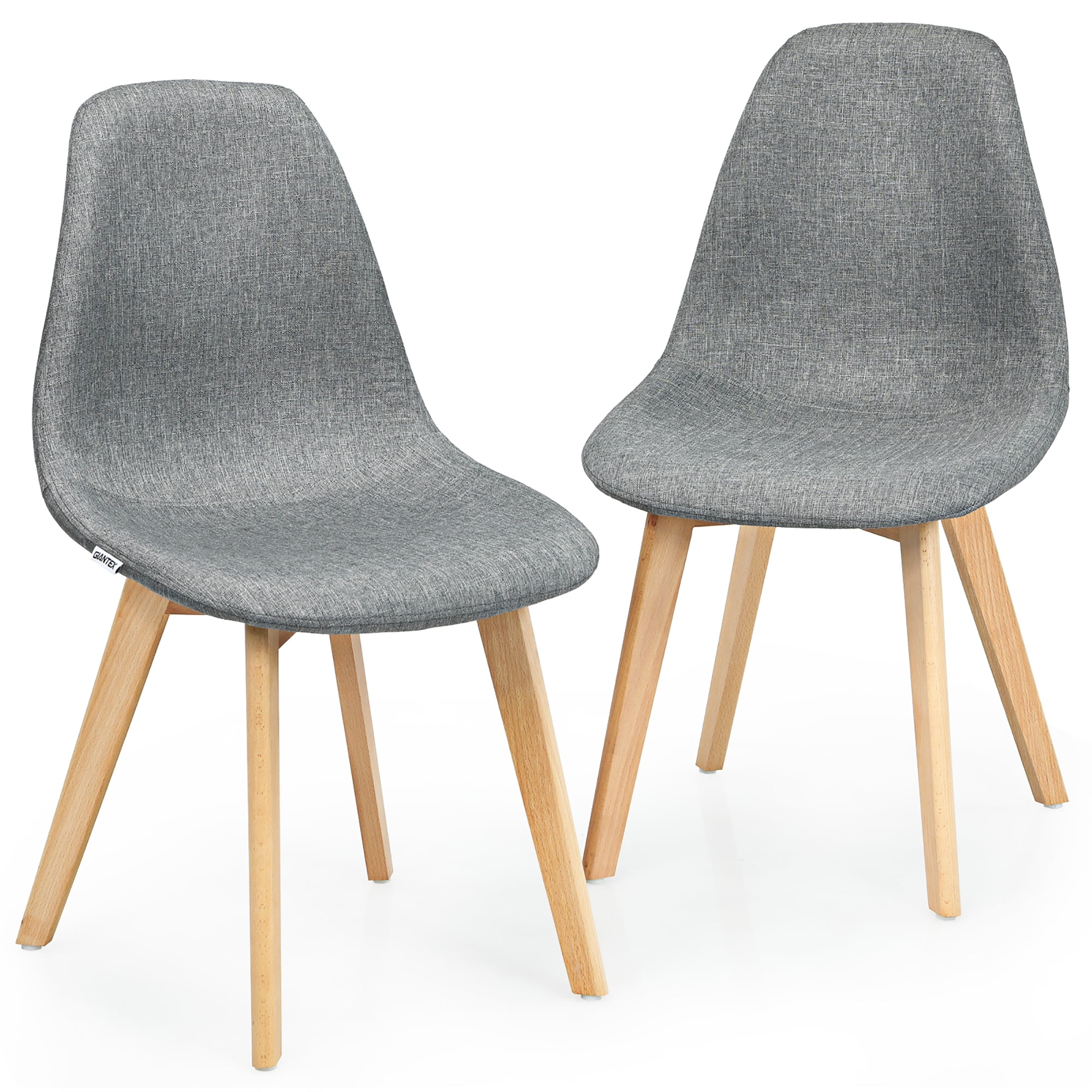 Grey fabric 2024 chair wooden legs