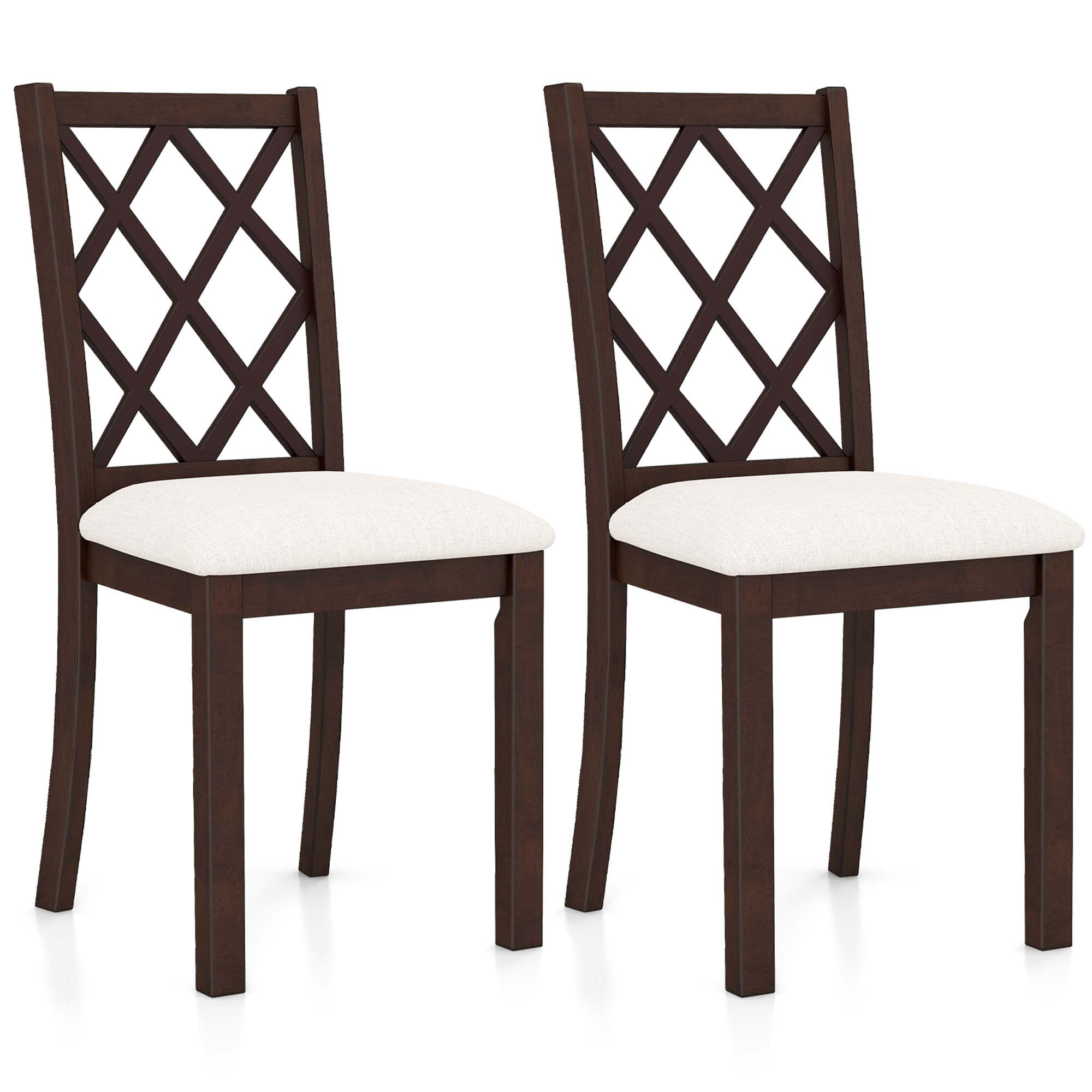 Costway Set of 2 Dining Chairs Wood Kitchen Side Chair with