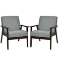 thumbnail image 1 of Costway Set of 2 Fabric Accent Armchair Wooden Upholstered Lounge Chair Dark Grey, 1 of 10