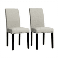 thumbnail image 1 of Costway Set of 2 Fabric Dining Chairs Upholstered with Nailhead Trim Beige, 1 of 8
