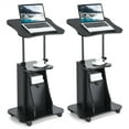 thumbnail image 1 of Costway Set of 2 Height Adjustable Standing Desk Mobile Podium w/Tilt Top & Door Cabinet, 1 of 11